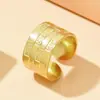 Anillo exagerado de punto de cuentas de superficie ancha personalizado transfronterizo para mujer, anillo geométrico retro de alta gama, joyería de acero inoxidable hidráulico