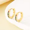 Brincos Coloridos Circulares Estilo Coreano e Japonês para Homens e Mulheres, Mini Argolas Pequenas, Brincos Coloridos Geométricos de Diamante em Aço Inoxidável para Mulheres