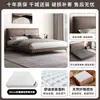 Cama Minimalista Moderna de Couro Genuíno Cabeceira Fina Cama de Quarto Principal Cama para Apartamento Pequeno Cama com Armazenamento 1.8m Casal Cama Estofada Macia Cama de Casamento