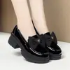 Zapatos de charol estilo británico con suela gruesa y lazo para mujer 2026 Otoño Nuevo Versátiles de Tacón Grueso Cómodos Mocasines