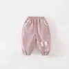 Pantalones de chándal de conejo Clase A para primavera y otoño para bebé Pantalones de bombacho con puños de dibujos animados para bebé Ropa exterior holgada e informal para niños y niñas