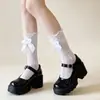 Calcetines Lolita de Encaje Blanco para Mujer, Estilo Media Pantorrilla, Calcetines Largos de Encaje JK, Medias Estilo Japonés, Al Por Mayor en Stock