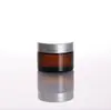 Frasco de crema marrón a prueba de luz de 5g a 100g en stock para venta al por mayor, frasco de vidrio para crema facial, crema para ojos, frasco dispensador de muestras cosméticas