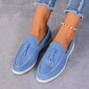 2024 Novo Estilo Sapatos Solteiros Femininos Europeus e Americanos Comércio Exterior Slip-on Casual Bico Redondo Camurça Flats Sapatos Lefu