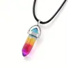 Venta Caliente en Amazon Colgante de Columna Hexagonal de Piedra Cruda Natural 8*32mm Ágata Amatista Bala Cristal Piedra