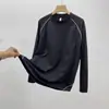 Camiseta Básica Unissex Estilo Casal Gola Redonda Fio Colorido Manga Raglan Longa 8811