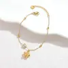 Pulsera Transfronteriza de Acero Inoxidable con Forma de Corazón Incrustada de Diamantes Estilo Europeo y Americano, Joyería de Borla de Flor Minimalista de Gama Alta Exquisita de Nicho