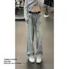 Jeans Denim Americano Retro com Manchas e Arranhões de Gato para Homem, Calças Tendência Vintage Lavadas para Primavera e Outono, Jeans Soltos de Corte Reto