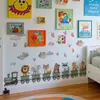 Varios Adhesivos de Pared de Tren de Animales Lindos de la Jungla para Dormitorio y Sala de Estar Pared de Fondo Decoración del Hogar Adhesivos de Pared Autoadhesivos