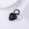 Llavero colgante de corazón sonriente de color sólido con cuentas de dopamina de moda, doble cara, grande, decoración de bolsa de regalo DIY
