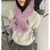 Cachecol Roxo de Pelúcia Estilo Coreano para Mulheres, Novo Modelo de Inverno, Engrossado para Aquecimento, Proteção para o Pescoço, Design Cruzado no Pescoço, Fashion