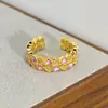Caja Misteriosa en Vivo Oro Vintage Retro Anillo Abierto Completamente de Diamantes Circonita Esmalte Gota de Aceite Anillo Personalizado