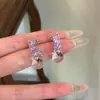 Pendientes de resina con forma de C, de estilo ins coreano, con circonita súper brillante y pasador de plata, de diseño delicado y suave, pendientes de alta gama