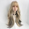 Peluca Jiahe Cabello Rizado Cabello Largo Flequillo Natural al Aire Celebridad de Internet Temperamento Color Oreja Colgante Tinte Peluca Distintiva Cubierta
