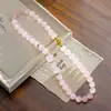 Cadena de Suéter de Perla Grande Individual de Cristal Rosa Natural Xiruixin, Cadena de Clavícula Moderna y Elegante, Joyería de Collar de Lujo Ligero para Mujer