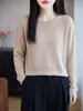 Tejido de punto fino 10% lana para mujer Hilo mezclado con hilo metálico Lentejuelas incrustadas Brillo fino Manga larga Suéter capa base Otoño/Invierno