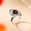Anillo Yuebao de plata de ley S925 con diseño de pimienta de sangre, estilo retro nacional, con plumas cloisonné y cara de huevo, estilo nacional, elegante anillo de plata.