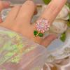Anillo giratorio con flor de circón, anillo superbrillante, diseño de nicho abierto que conserva el color, joyería de moda para mujer.