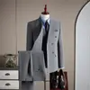 Traje de Negocios Cruzado para Boda de Novio Traje de Hombre Elegante Versátil Moda Delgado Profesional Ropa Formal Traje Elegante