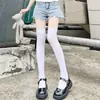 Meias 3/4 Finas de Seda Branca de Veludo para Mulheres Primavera e Verão Meias Japonesas JK de Cano Médio Meias Longas