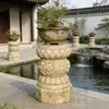 Talla en Piedra Jade Blanco Estilo Antiguo Pedestal Sumeru Taburete de Piedra Soporte para Flores Base para Maceta China Columna para Maceta Adorno de Piedra