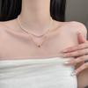 Colar de Pérolas de Zircônia de Alta Qualidade Estilo Francês Retrô Corte Laço Coração Corrente Clavicular Joias Simples e Versáteis