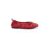 En stock Zapatos planos estilo francés 2026 nuevo otoño para mujer, piel genuina, con lazo, elástico, plisados, diseño de tacón bajo