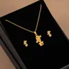 Conjunto de Brincos Corrente de Clavícula Coração Geométrico Estilo Metal Personalizado Europeu e Americano Design de Aço Inoxidável Transfronteiriço Colar da Moda