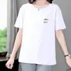 Camiseta de Manga Curta para Comércio Exterior Feminina 2026 Nova Moda Mãe de Meia-Idade Estilosa Blusa Casual de Verão Camiseta que Reduz a Idade