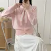 Cárdigan de Punto con Encaje y Lazos de Estilo Francés de Manga Larga para Mujer, Nuevo Suéter de Otoño e Invierno con un Top Inspirado en Chanel