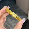 Pulseira Ice Crushed de Herança Antiga para Mulheres, Pulseira de Anel Liso Sólida Dourada Não Desbota
