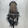 Véu de Noiva Preto Renda Dupla Camada Curto High-End Retrô Viagem de Casamento Foto de Casamento Acessórios de Cabelo