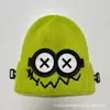 Versión Coreana del Nuevo Gorro de Lana Divertido y Lindo de Robot con Fallos para Mujer Otoño e Invierno Gorro de Punto Cálido Gorro de Lana para Estudiante