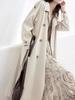 Nuevo Gabardina de Longitud Media para Mujer Petite Primavera y Otoño 2026, Estilo Coreano y Británico, Elegante Abrigo Blanco Crudo para Mujer