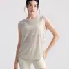 Chaleco de cobertura de verano delgado adelgazante con cordón holgado de cuello redondo para mujer, top sin mangas para yoga, running, entrenamiento, top de Pilates
