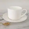 Xícara de Cerâmica Branca Pura Pequena, Fresca e Fofa, Simples, com Relevo, para Café em Porcelana com Pires