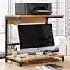 Mesa de computador com luz, monitor, mesa de computador, prateleira de mesa, armazenamento de mesa, suporte para impressora