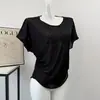 2026 Top de Yoga Fino Respirável de Alta Qualidade em Fio de Bambu com Lindo Design nas Costas, Cobertura Esportiva de Secagem Rápida com Manga Curta para Mulheres, Roupa Casual