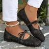 Comercio Exterior Transfronterizo Otoño 2026 Nuevo Malla de Encaje Mary Jane Zapatos para Mujer Poco Profundos Sin Cordones Moda Zapatillas Planas para Mujer