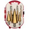 Juego de 7 brocas escalonadas con ranura en espiral transfronterizas, localizador central de brocas de sierra, juego de brocas pagoda, caja