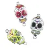 Al por mayor Especial Doble Colgante Patrón de Calavera Colorida Goteo de Aceite Aleación Collar Pulsera Colgante Joyería Accesorios DIY