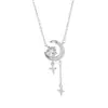 Colar com Pingente de Estrela e Lua com Zircônia Brilhante Acessórios Femininos Luxo Leve Nicho Design de Alto Padrão Corrente para Clavícula Joias Atacado