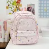 Mochila Azul Leite Fresco de Verão com Estrelas por Toda Parte para Aluno do Ensino Fundamental Menina Estilo Coreano Mochila Doce para Aluno do Ensino Médio Bolsa de Ombro Dupla para o Dia a Dia