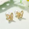 Aretes de concha madre natural de alto lujo con pin de plata S925, aretes de moda de lujo ligero, sensación de alta gama, aretes de temperamento estilo ins para mujer