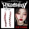 Calcomanía de Tatuaje de Halloween Simulación Facial Desechable Cicatriz Horror Hombres y Mujeres Puntada Maquillaje de Fiesta Cicatriz Atractiva