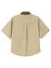 Camisa de Manga Corta con Bloques de Color y Cuello Campana de Bolsillos Múltiples de Verano para Hombre de la Marca de Moda Nanxia, Camisa Casual Versátil Retro