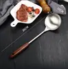 Acero Inoxidable Mango de Madera Antigua Pala para Saltear Cuchara Cuchara para Sopa Pala Cuchara Utensilios de Cocina Especiales para Chef