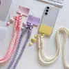 Cordón cruzado para teléfono móvil, cadena para colgar con diseño de dibujos animados tejido a la moda, con clip, funda para teléfono móvil fuerte y duradera, cordón anti-pérdida