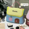Linda Casa Pequeña Bloque de Color Bolsa de Cosméticos de Mano de Gran Capacidad, Compartimento Impermeable Bolsa Portátil de Almacenamiento para Cuidado de la Piel Bolsa de Aseo de Viaje