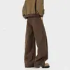Marca de Ropa Estilo Americano Parche de Retazos Desestructurados Pantalones de Trabajo Lavados para Hombre, Pantalones Vaqueros Vintage Sueltos de Pierna Ancha